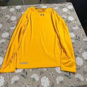 Under Armour Mens Heat Gear Long Sleeve Compression Shirt XXL 2XL Yellow
